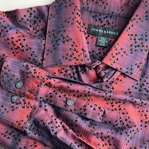 Jhane Barnes Button-Down Silk-mix Red Patterned shirt Size Med